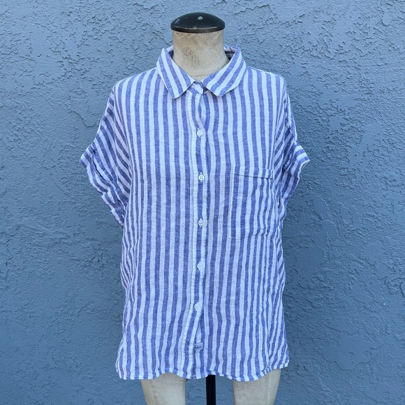Rails Striped Blouse Cito shirt in large linen blend - Picture 1 of 9